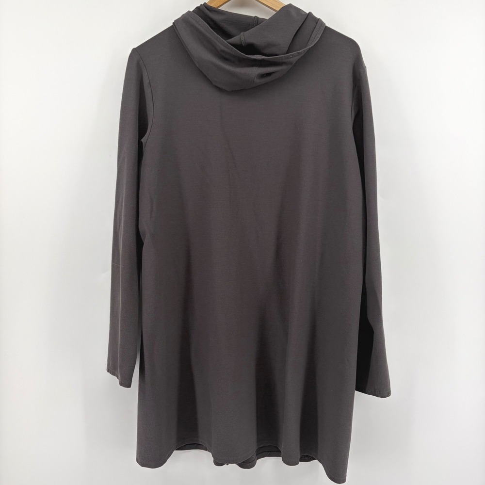 Eileen‎ Fisher Womens Charcoal Gray Viscose Blend Longline Zip Up Hoodie Size M - Picture 4 of 9